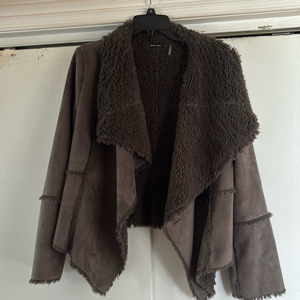 Grey shearling jacket Medium